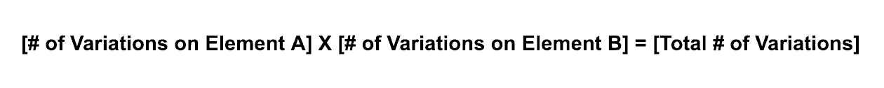 The equation of the variations in multivariate testing.