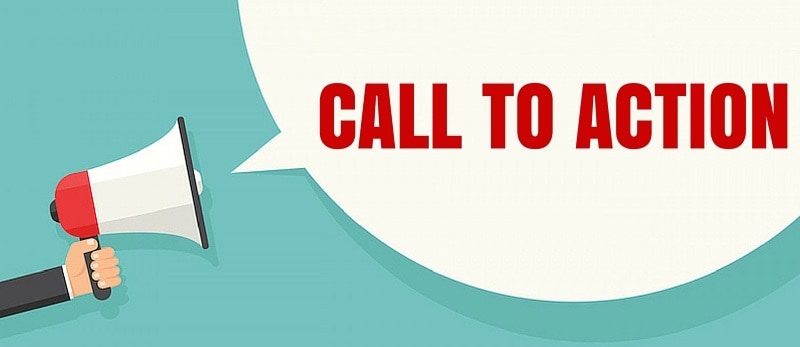 Call to action shouted from a megaphone