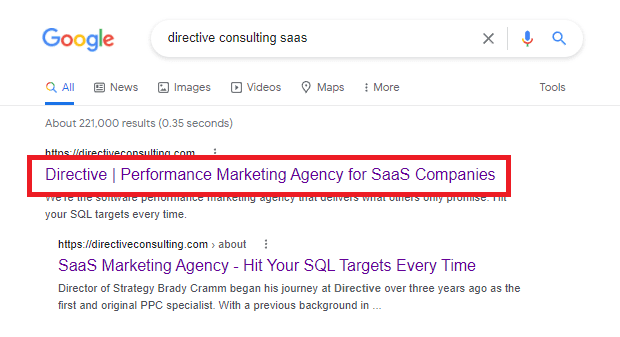 SERP title tag screenshot