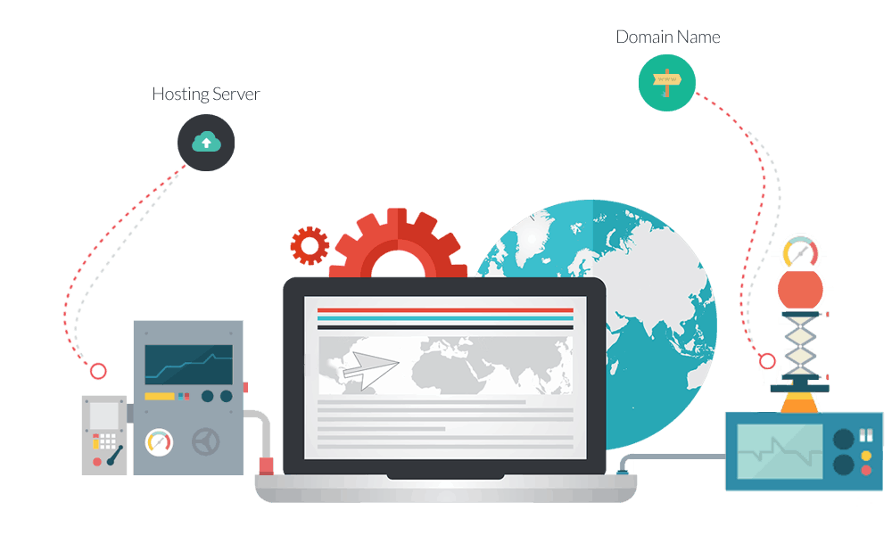 illustration of a website and server