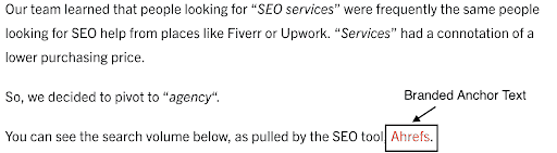 An example of branded anchor text
