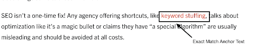 An example of exact match anchor text.